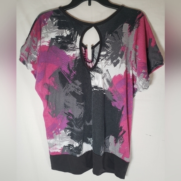 One Step Up Pink and Black Short Sleeve Shirt Sz 1X - Picture 6 of 9